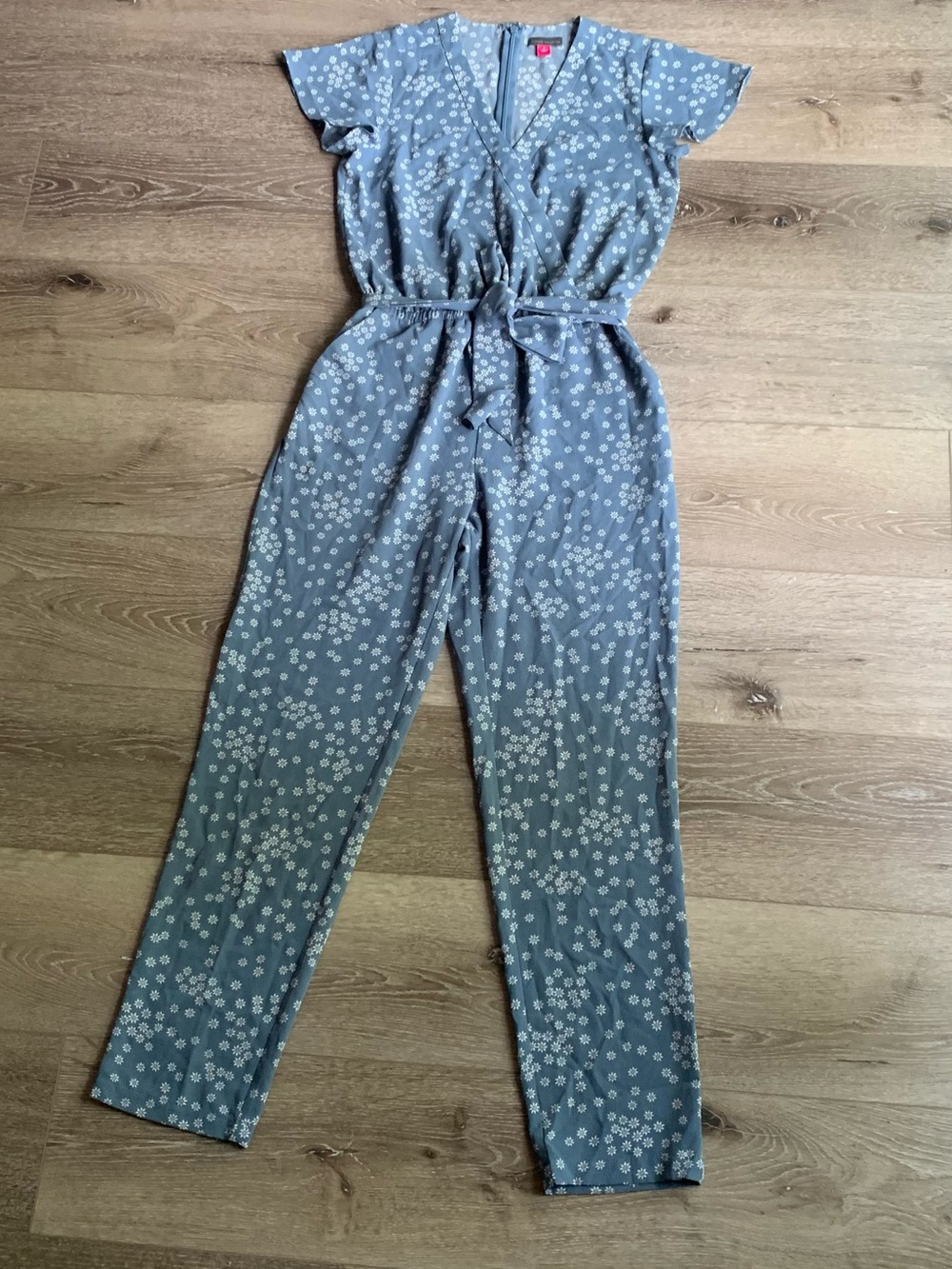 Vince Camuto Light Blue Floral Tie-Waist Jumpsuit